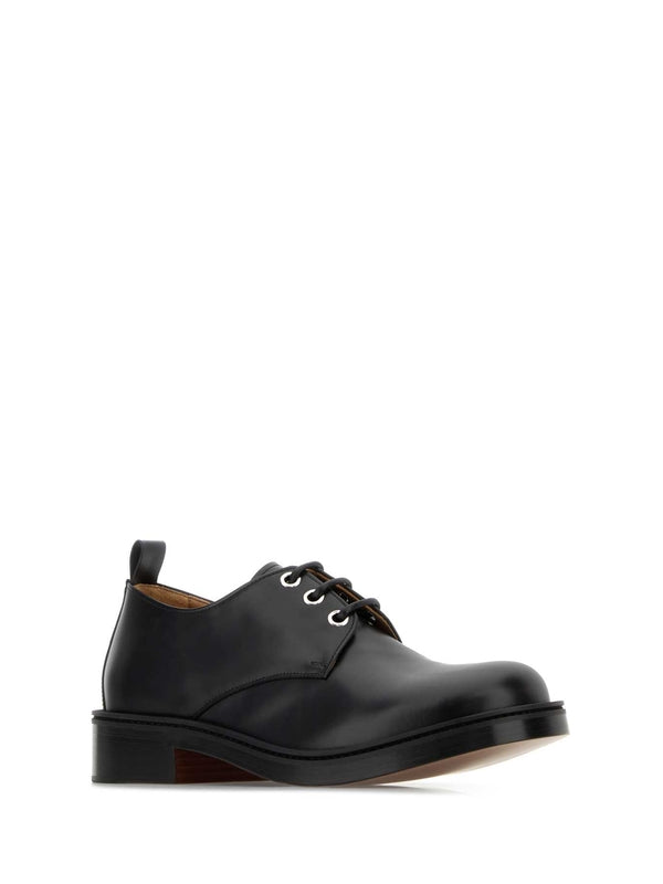 Black Leather Lace-Up Shoes