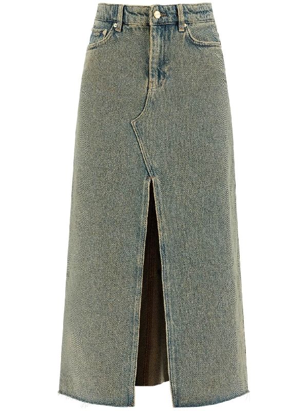 Back Logo Slit Denim Skirt