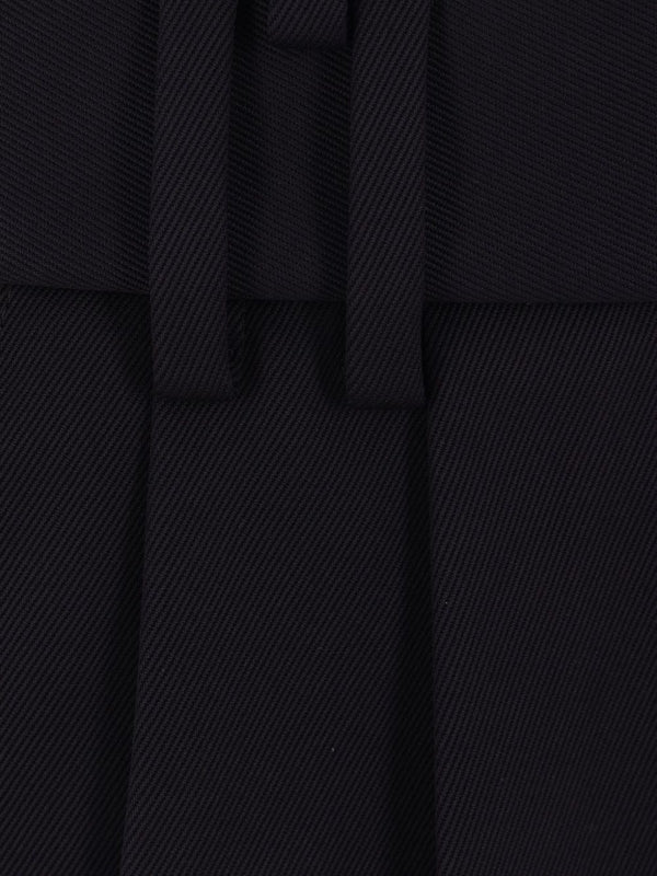 Belt Loop Detail Pleats Cotton Shorts