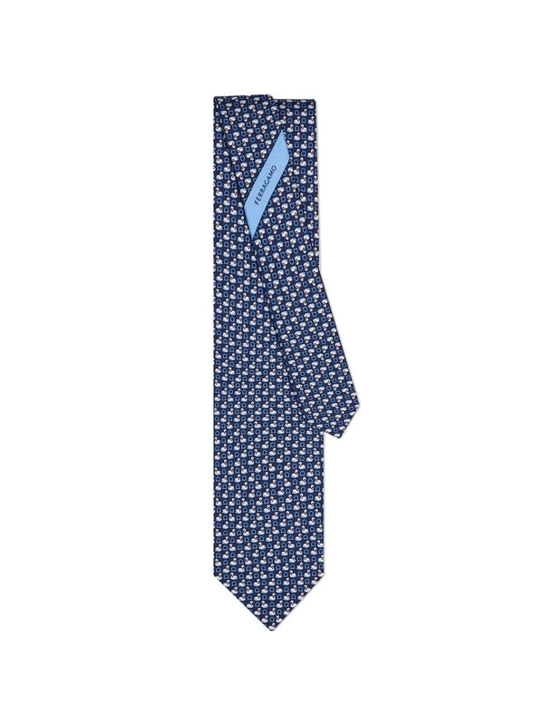 Gancini Pattern Silk Neck Tie