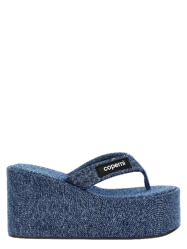 Logo Patch
  Denim Wedge Sandal Heel