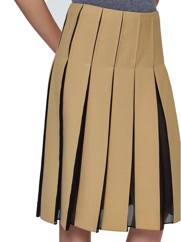 Two-Tone Pleats Midi Skirt