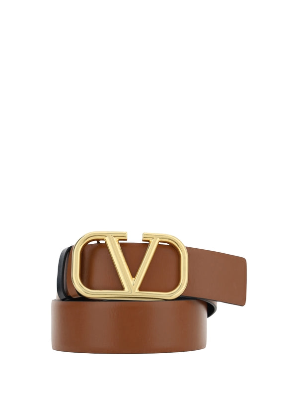 V Logo Reversible Leather Belt