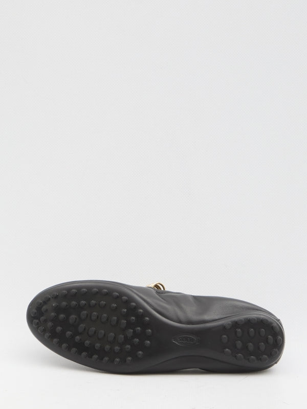 Eyelet Detail Leather Flat Shoes