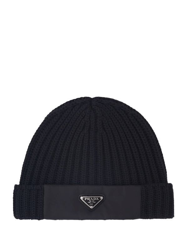 Triangle Logo Nylon Panel Wool Beanie