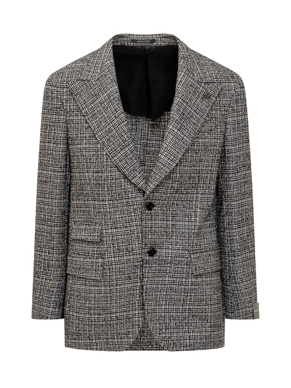 Check Pattern Wool Blend Blazer