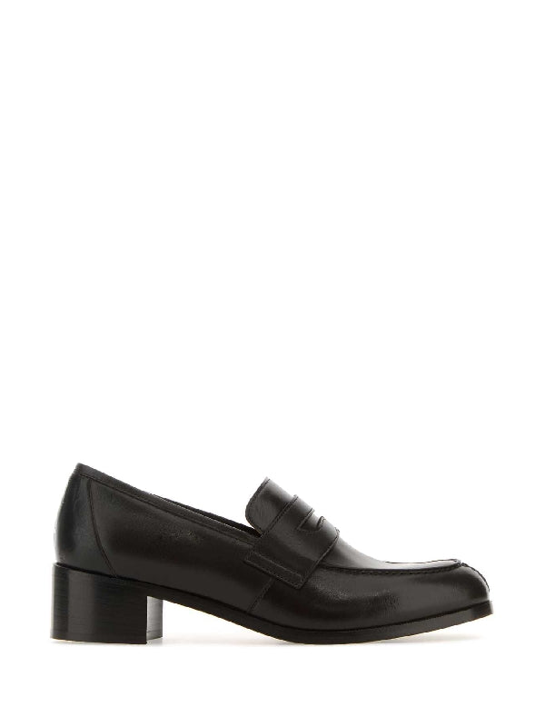 Vera Leather Penny Loafer Heels