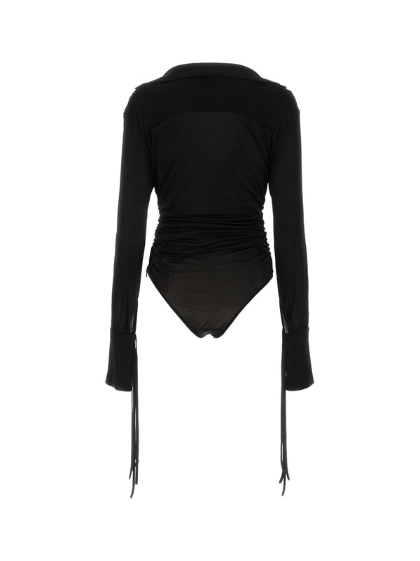 Draped Sheer Bodysuit