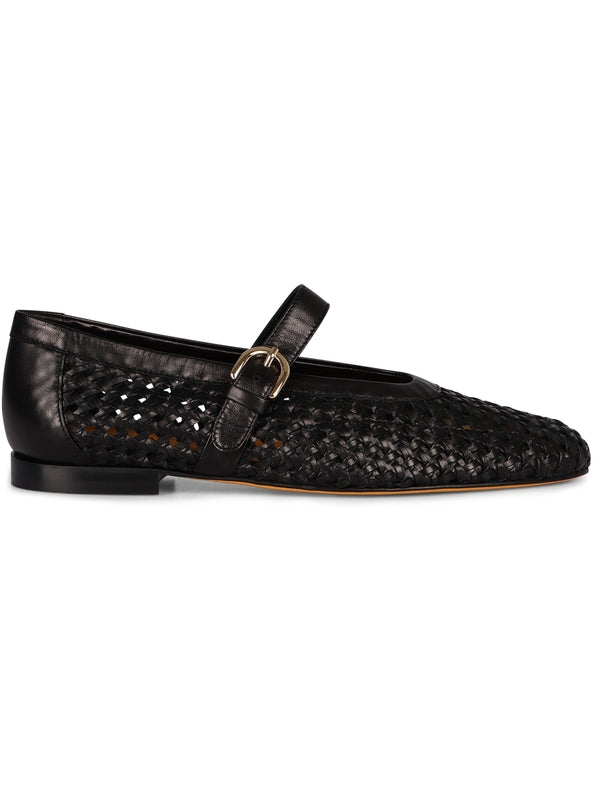 Open Work Leather Flat Shoes