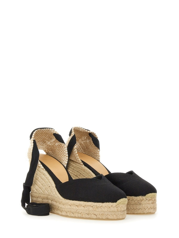 Castañer Black Beige Wedge Sandals