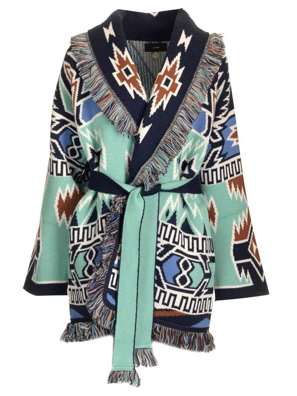 Geometric Roots Jacquard Wool Cardigan