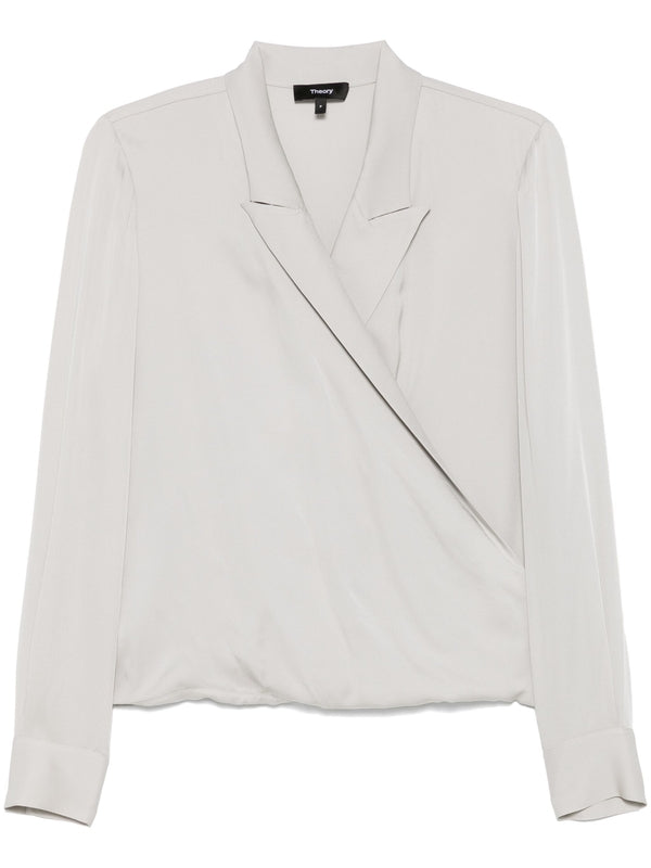 Asymmetric Wrap Detail Silk Blouse