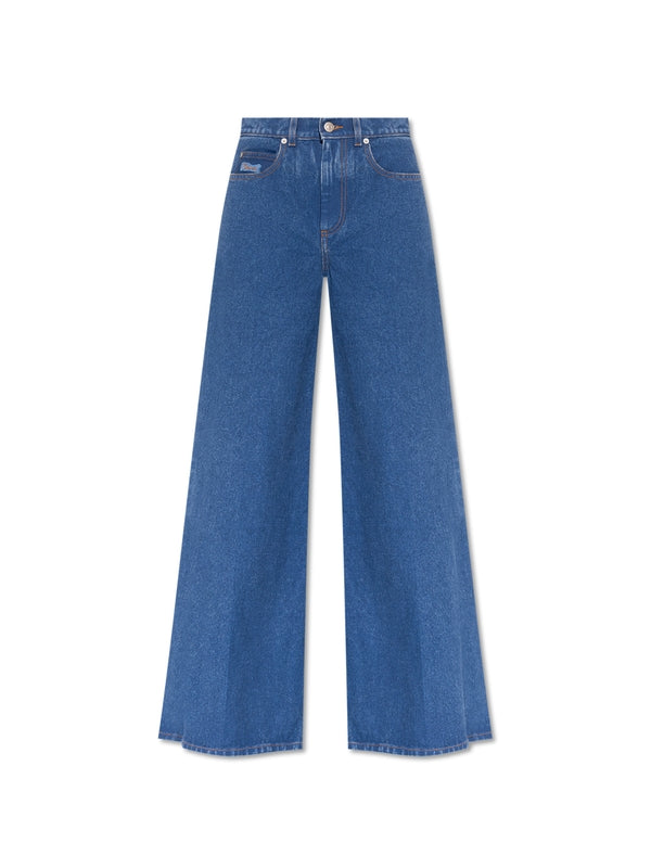 Wide Fit Cotton Denim Pants