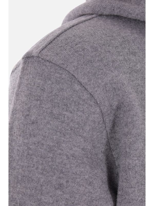 Diagonal Bar Wool Hoodie Knit