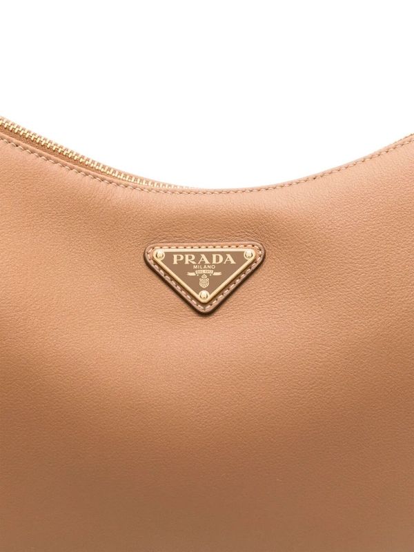 Aimee Triangle Logo Detail Leather Shoulder Bag
