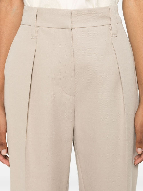 Beige Cotton Wool Tailored
  Pants