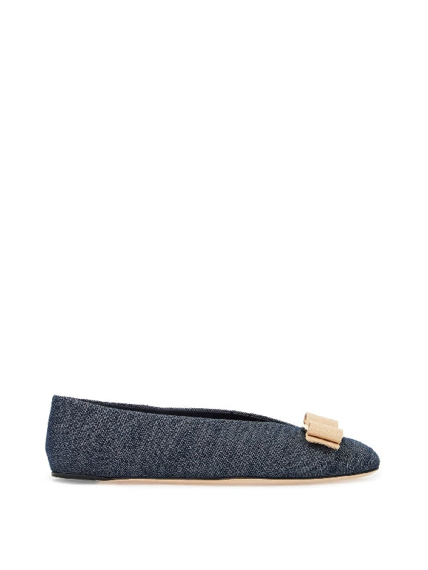 Vara Bow Denim Flat Shoes - Jente