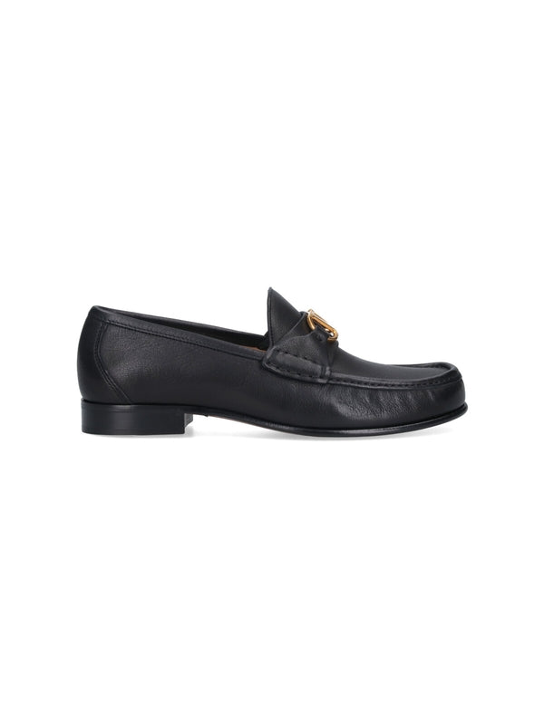 V Logo Leather Loafers