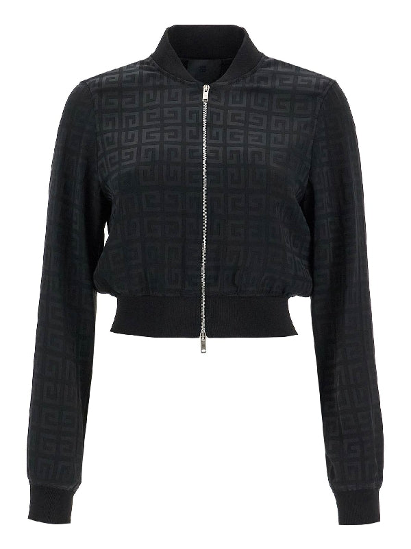 4g Jacquard Crop Bomber Jacket