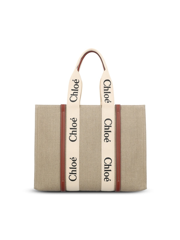 Woody Linen Canvas Large Tote Bag