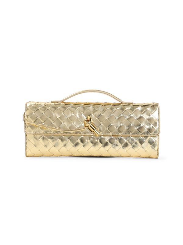 Andiamo Intrecciato Metallic Leather Clutch Bag