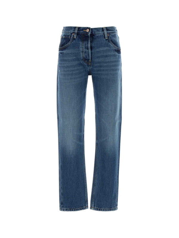 Back Logo Patch Straight Denim Pants