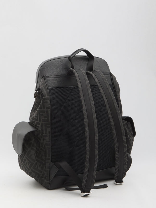 FF Logo Jacquard Leather Backpack