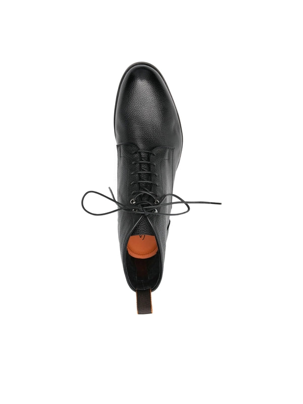 Santoni Black Lace-Up Boots