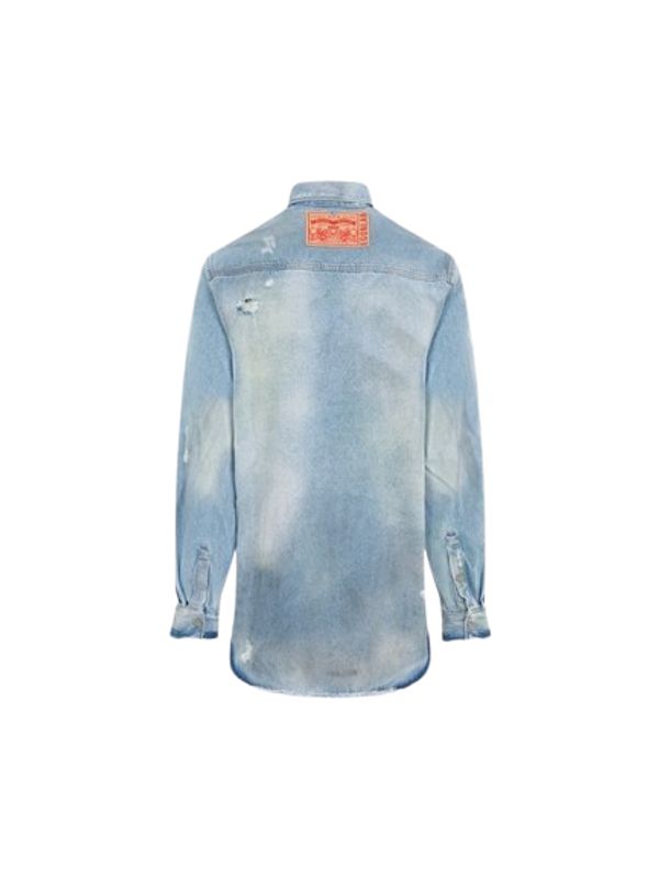 Distress Cotton Denim Shirt