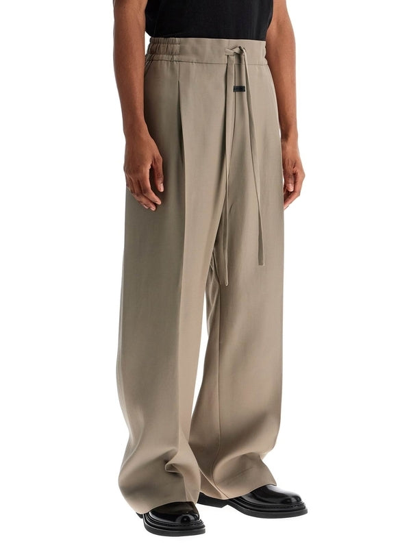 beige wide leg pants in virgin wool and viscose Trousers