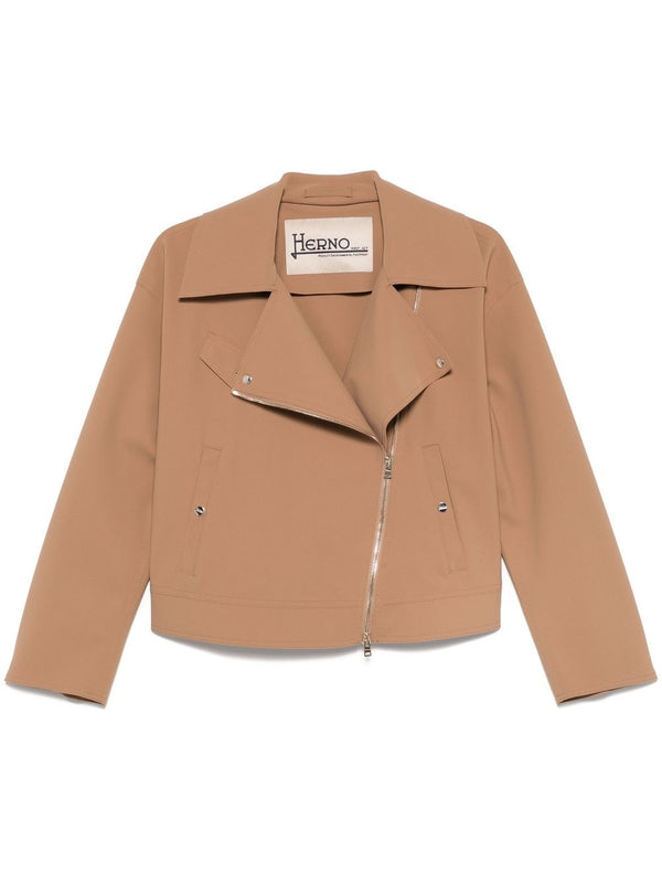 Single Breasted Nylon Blend
  Biker Jacket