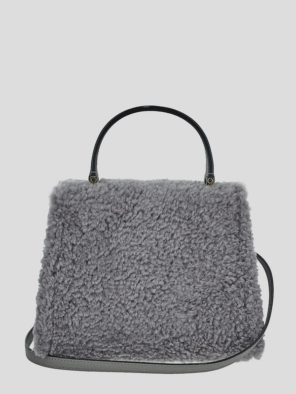 Gray Shearling Tote Bag