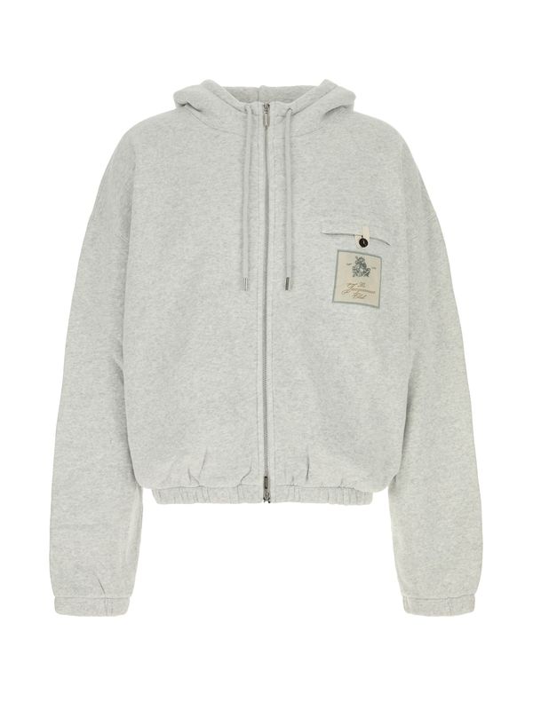 Back Logo Embroidery Cotton Hoodie Zip-Up
