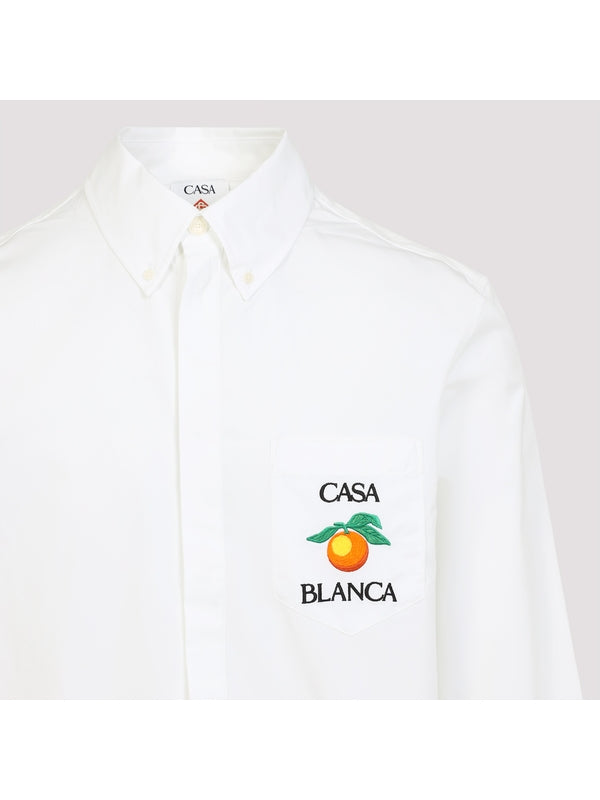 Logo Embroidery Cotton Shirt