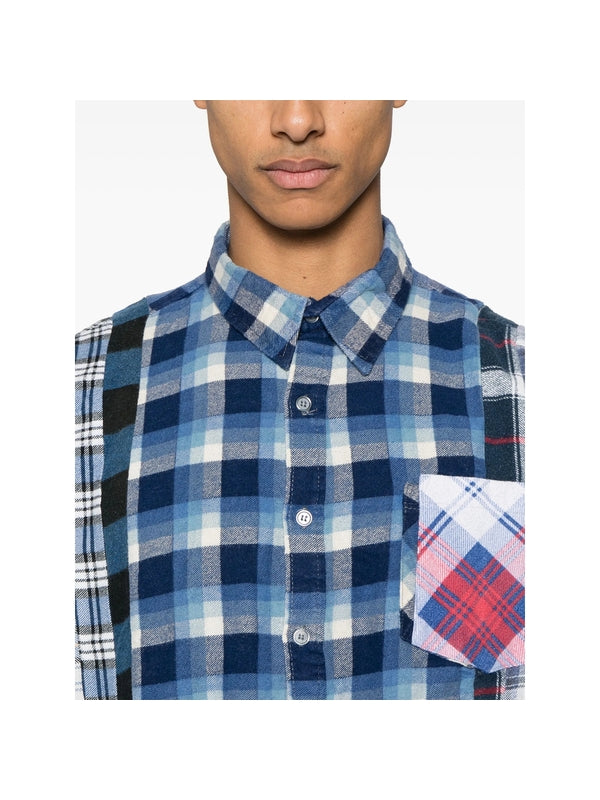 Patchwork Check Pattern Cotton Shirt