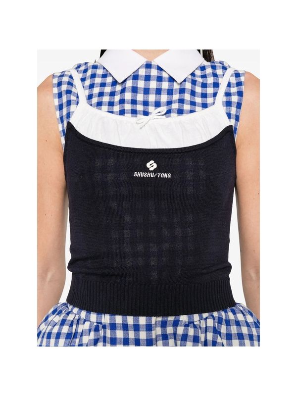 Logo Jacquard Silk Cashmere Tank Top