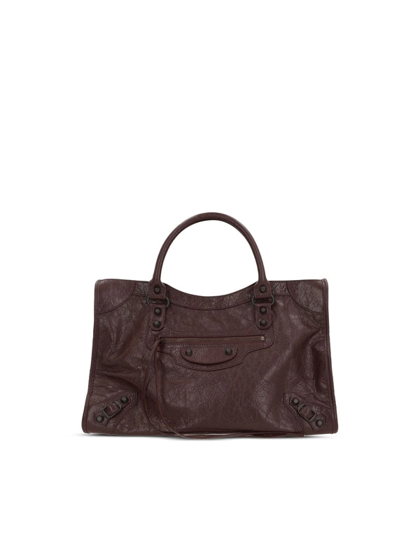 Balenciaga City Medium Burgundy Tote Bags
