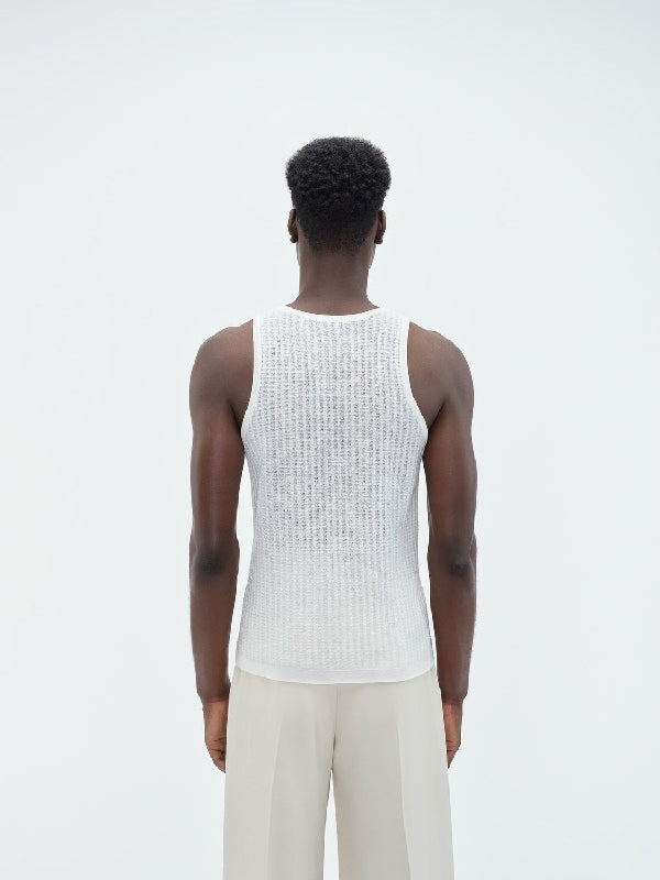 Logo embroidery linen tank top