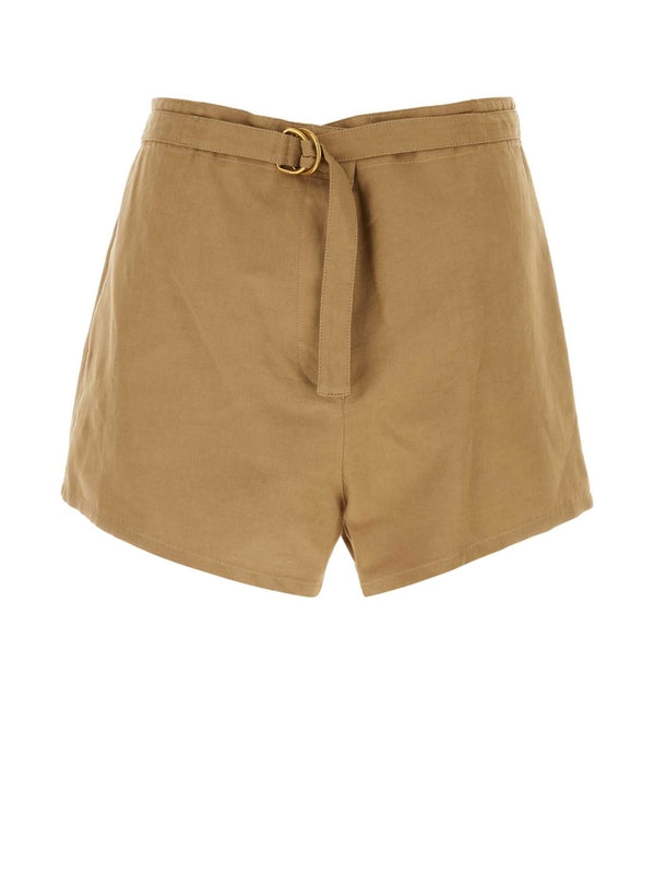 Belt Detail Cotton Linen Shorts