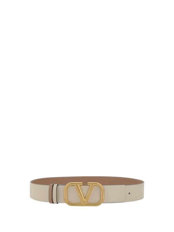 V Logo Reversible Leather Belt