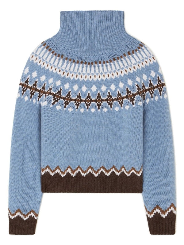 Pattern Jacquard High-neck Wool Knit