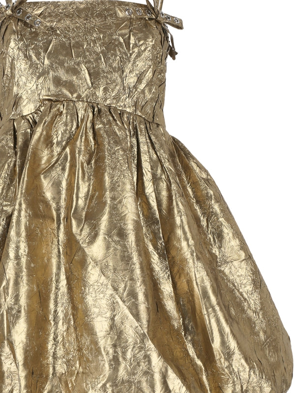 Metallic Pleated Mini Dress