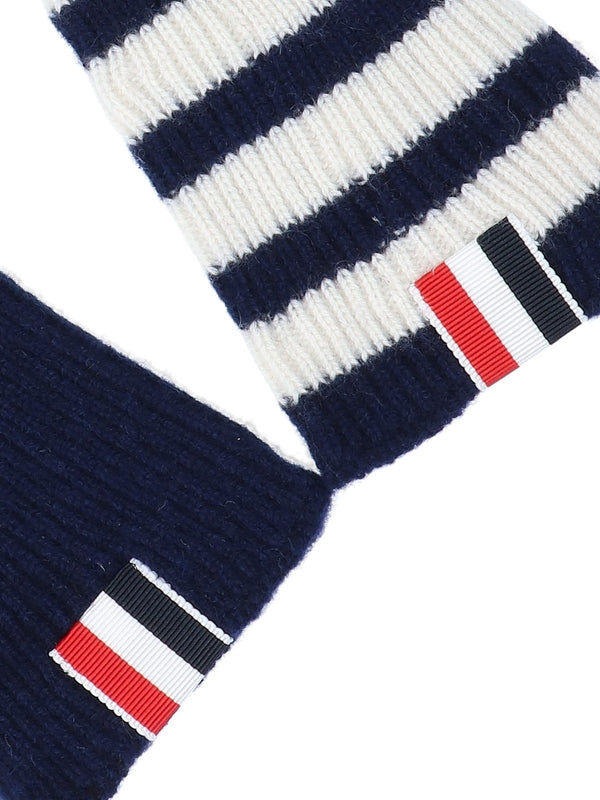 Thom Browne Navy Wool Gloves