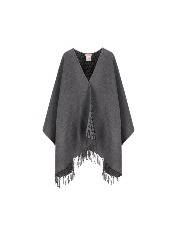 Allover Logo Wool Silk Cape