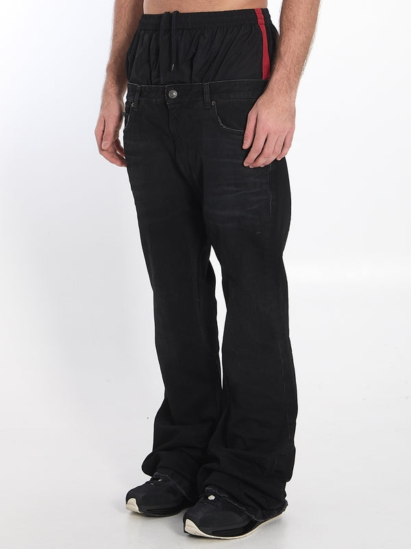 Waist Layered Denim Pants