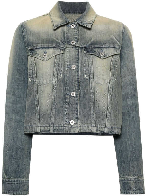 Back Logo Washing Denim Trucker Jacket