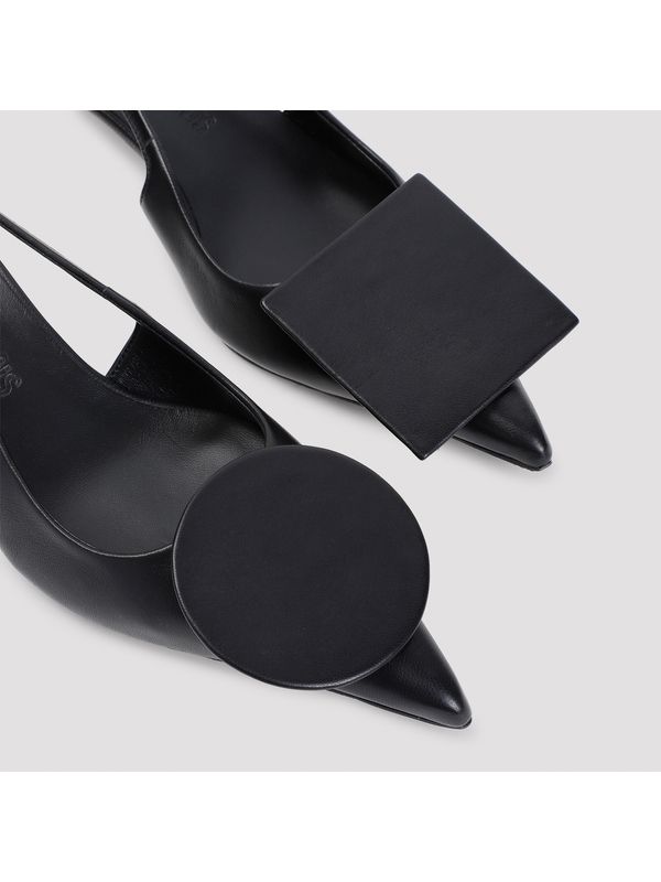 Circle Square Leather Slingback Heel