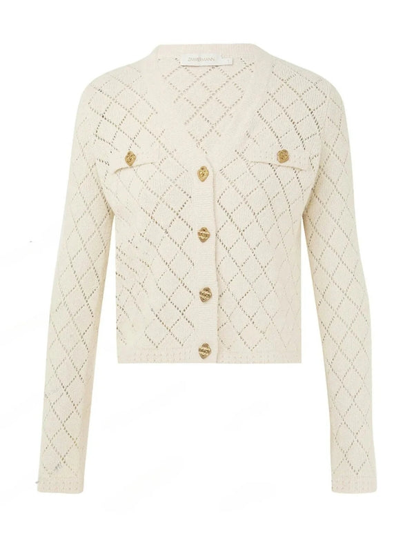 Check Jacquard Nylon Cotton Cardigan