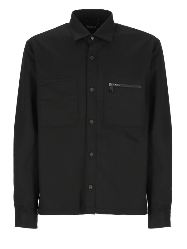 Zipper Pocket Wool Shirt