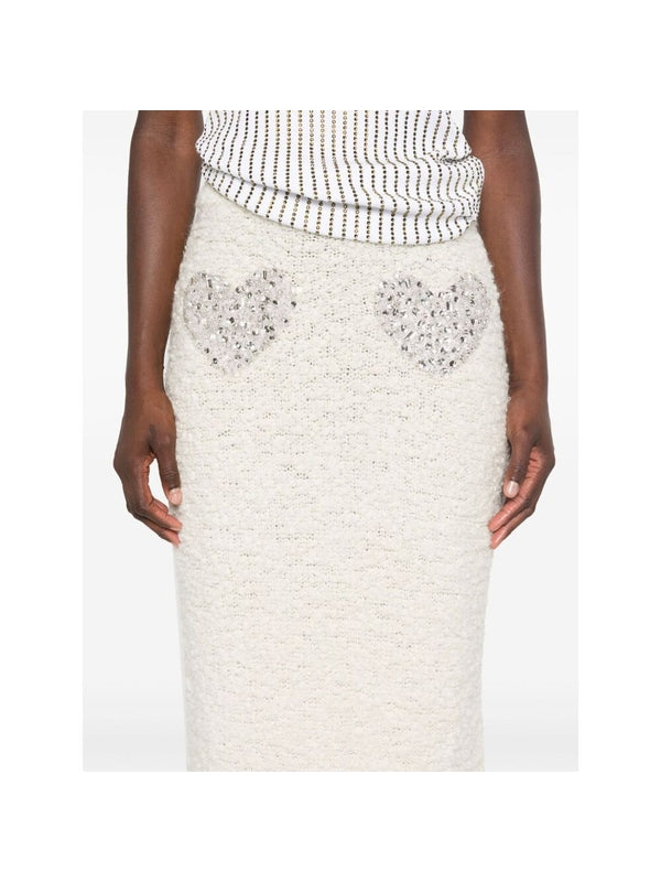 Crystal Heart Embellished Alpaca Skirt